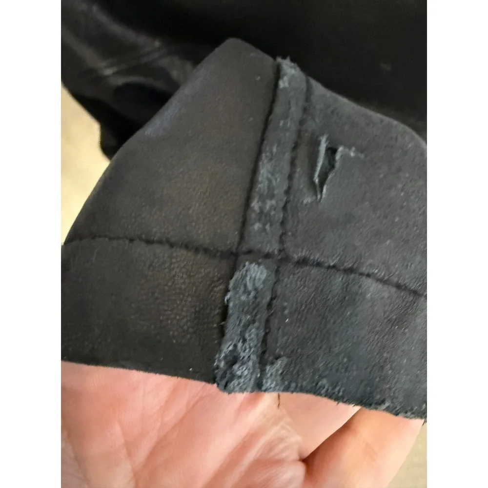 Distressed London Fog Men Leather Jacket Charcoal Gray Quilted‎ Lining M